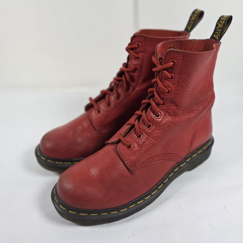 Dr Martens Pascal 8 Eye Boots Womens US 9 EU 41 Red Leather Lace Up Combat - Picture 3 of 10